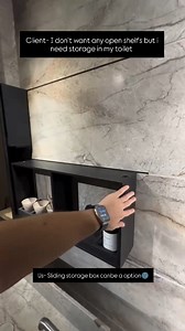 **"✨ Smart Storage, Sleek Style! ✨** Introducing our **Slider Open Shelf Unit** – the perfect blend of **functionality & elegance** for your bathroom! Need an open shelf? Slide it open! Want a clutter-free look? Slide it closed with a **mirror finish**! Ideal for those who love convenience with style. Designed by **Cava Designs** – because smart spaces make life easier! #CavaDesigns #SmartStorage #SpaceSaver #MirrorMagic #OrganizedLiving #ClutterFree #InnovativeInteriors #ToiletDesign #InteriorG