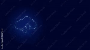 Cloud download and upload icon with plexus effect. Connected lines with dots. Lines plexus