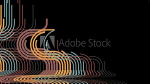 art retro drawing room lines animated on black backgorund 70s years vintage motion graphic modern style 3d with camera slide move Stock Video
