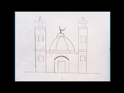 How to draw mosque easy drawing step by step || mosque drawing