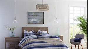 Progress Lighting P5147-09 1-Light Mini-Pendant with White Linen Finished Glass Is Complemented with a Clear Edge Accent Strip, Brushed Nickel