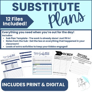 Complete Substitute Folder | Ready-to-Go Emergency Plans | Save Time
