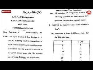 BCA 5TH SEM NUMERICAL METHODS BCA N 2023 | CSJMU