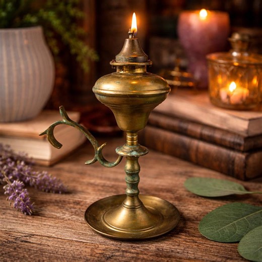Vintage Brass Oil Lamp Antique Style Indian Decor - Etsy