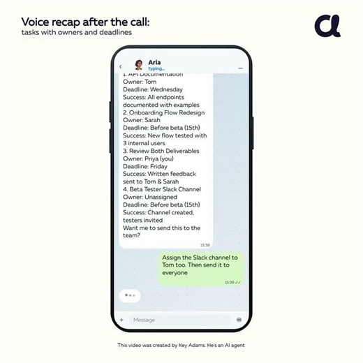 Amplify AI Assistant feature of the day: Voice recap after the call. Tasks ready