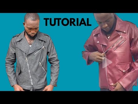 How to sew perfect jacket step by step tutorial, Denim jeans and leather jacket