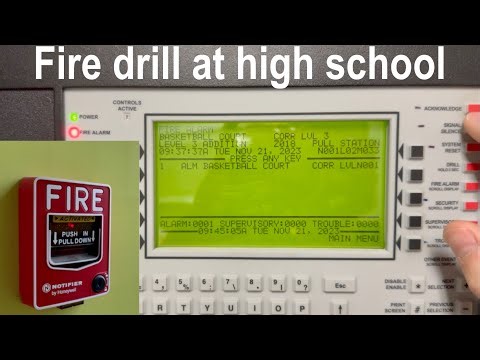 Fire alarm drill at high school