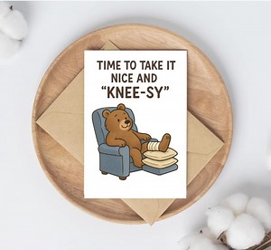 Funny Knee Surgery Get Well Card, Bear Pun (PDF Download) - Etsy