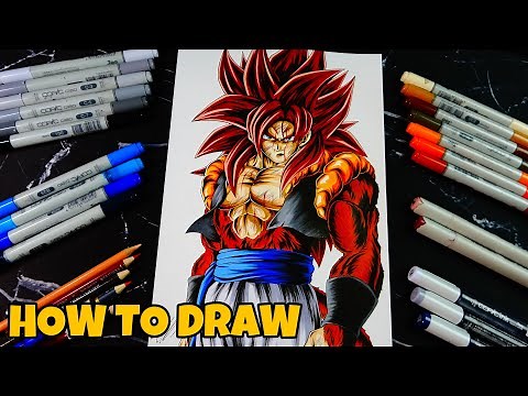 How to Draw GOGETA SSj4! Step by Step Drawing Tutorial