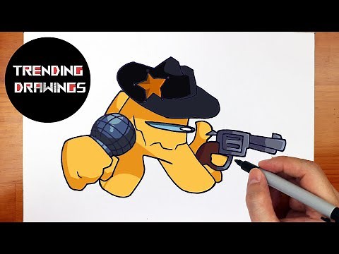 How To Draw FNF MOD Character - Sheriff Impostor Easy Step by Step