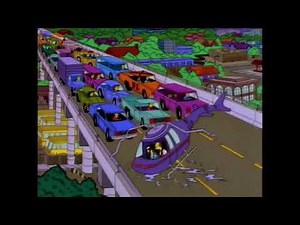 The Simpsons - Homer stuck in traffic