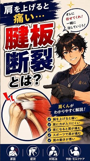 【腱板損傷 を肩くんが解説！】#ふうりん接骨院 #腱板損傷 #ケガ #スポーツ障害 #たいキャラ #肩の痛み