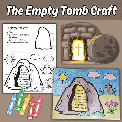 The Empty Tomb Craft for Kids Sunday School Bible Lesson, Resurrection of Jesus Easter Sunday Printable Children's Church Coloring Activity - Etsy