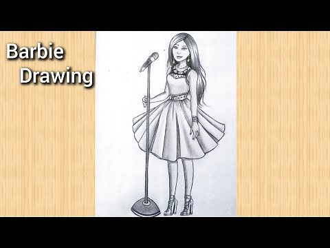 How to draw a singing girl pencil drawing // girl singing with microphone AimansArt