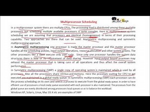 OS - Unit 3 - Part 24 - "Multiprocessor Scheduling" by Sonali Timerays.