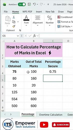 How to Calculate Percentage of Marks in Excel ⚡ | Student Result Formula Trick | Excel Tutorial