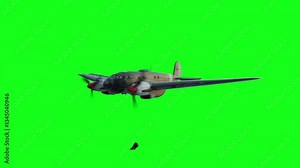 Heinkel He 111. German airliner and medium bomber. World War II. Green screen isolate.