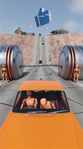 Chain Barrier Survival Run | Wendover, Taxi & Roamer Impact | BeamNG Drive – PART 4 #shorts