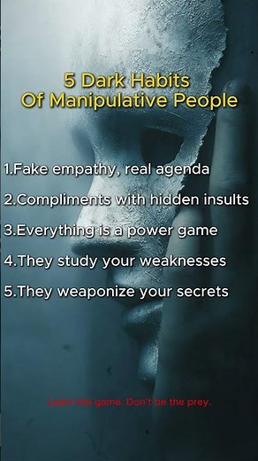 5 Dark Habits Of Highly Manipulative People #darkpsychology #psycholgyfacts #manipulation