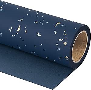 WRAPAHOLIC Navy Blue Wrapping Paper Roll - Mini Roll - 17 Inch x 16.5 Feet - Navy Blue Gold Design with Silky Touch Perfect for Birthday, Wedding, Baby Shower, Holiday