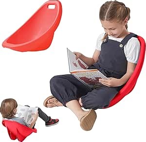 Scoop Rocker Chairs for Cassroom, Kids Floor Scoop Chair, Portable Reading Chair with Back Support, Flexible Classroom Seating, Sensory Wiggle Plastic Chairs for Toddler Age 3-9,Red