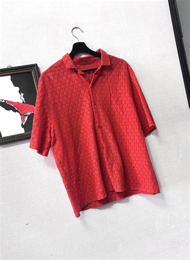 Red Mesh Button Down Top, Casual Wear, Size M/L - Etsy