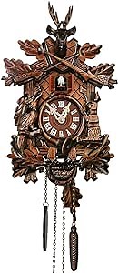 Traditional Black Forest Cuckoo Clock Wood Wall Clock - Natural Bird Voice Or Cuckoo Call, Coo Coo Clock for Wall Art Home Living Room Kitchen Office Decoration (Reindeer)