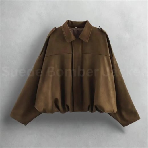 Oversized Suede Bomber Jacket: Women's Spring Fashion - Etsy