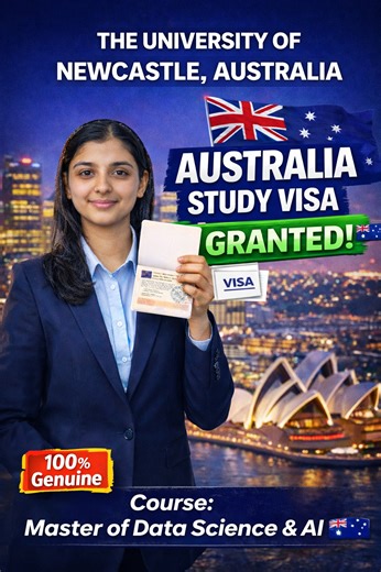 Jupiter Study Abroad on Instagram: "🎉 Australia Study Visa Granted! 🇦🇺✈️ Vadhaiyan Simran Jeet Kour 🎓👏 Sapna sach ho gaya — The University of Newcastle, Australia 🇦🇺 📘 Course: Master of Data Science & AI 🤖📊 📅 File Date: 15.12.2025 🗂️ ✅ Visa Grant: 06.02.2026 🎉 🏫 QS Ranking: #227 🌍 Sahi guidance + strong profile = Visa Success 💯 Tusi v Australia padhai da plan bana rahe ho? Ajj hi shuru karo! 🚀 📞 Call / WhatsApp: 9501115113 | 9143333306 | 7710573333 📲 📍 Office Address: S.C.O 6