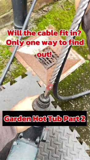 𝗗𝗿𝗶𝗹𝗹𝗶𝗻𝗴 𝗧𝗵𝗿𝗼𝘂𝗴𝗵 𝗪𝗮𝗹𝗹𝘀 𝗳𝗼𝗿 𝘁𝗵𝗲 𝗣𝗲𝗿𝗳𝗲𝗰𝘁 𝗛𝗼𝘁 𝗧𝘂𝗯 𝗦𝗲𝘁𝘂𝗽! Running power to the hot tub isn’t as simple as plugging it in! I’m working on the fuse board inside the property, but here’s the challenge—I need to drill from the outside to get the cable through. Precision is key, or I might end up in the wrong spot! 𝗪𝗵𝘆 𝗶𝘀 𝗳𝘂𝘀𝗲 𝗯𝗼𝗮𝗿𝗱 𝗰𝗼𝗻𝗻𝗲𝗰𝘁𝗶𝗼𝗻 𝗶𝗺𝗽𝗼𝗿𝘁𝗮𝗻𝘁? A direct connection to the fuse board ensures the hot tub gets a stable, de