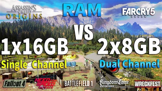 2x8GB vs 1x16GB RAM test in 7 new games