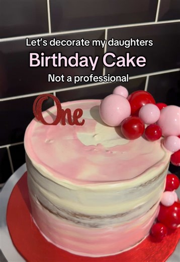 Let’s decorate my daughters First Birthday Cake - not a professional at all - just documenting ❤️. #cake #baking #decorateacakewithme #birthdaycake #firstbirthday