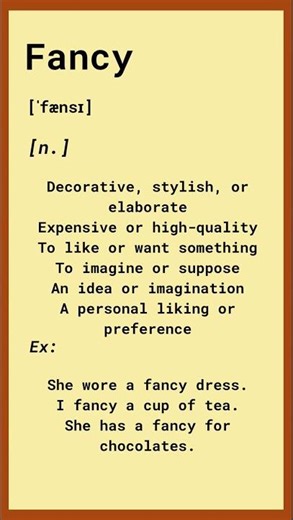 Fancy Meaning & Usage | Learn English Vocabulary in 60 Seconds! #learnvocabulary #englishvocab