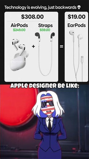 Apple Created Earbuds 🎧😭 #countryhumans #animation #meme