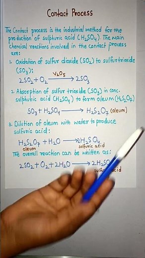 contact process for the manufacture of sulfuric acid #chemistry #shorts #pblock #sulfuricacid