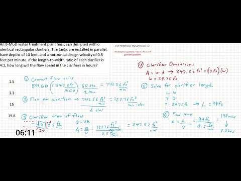 PE Exam Practice Problem #1: Water Resources | Rectangular Clarifier Design - Detention Time