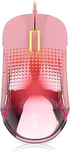 NACODEX AJ358 RGB Lightweight Gaming Mouse - Translucent LED Backlit - Adjustable 7 Level DPI - Programmable 7 Buttons - 85g Ergonomic Wired Mice for PC Computer Games or Work (RGB Pink)