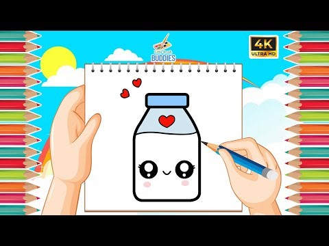 How to Draw a Cute Milk Bottle Step by Step 🍼 | Easy Drawing for Kids | Kawaii Art Tutorial