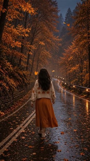 🍂 Slow Autumn Walk in the Rain | Cozy Fall Forest Ambience & Relaxing Music 🌧️