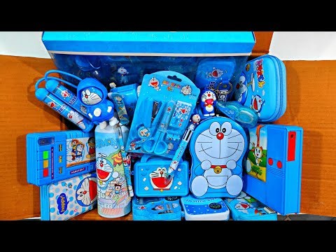 Unboxing doraemon toy stationery doraemon pencil case, multicolour ballpen, eraser, sharpener, pen