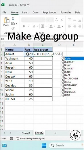 Excel trick #10 Make Age group advance excel
