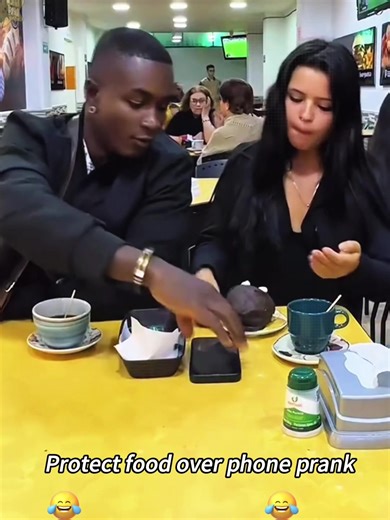 Protect food over phone prank #tiktok #usaprank #coupleprank #reaction #fyp