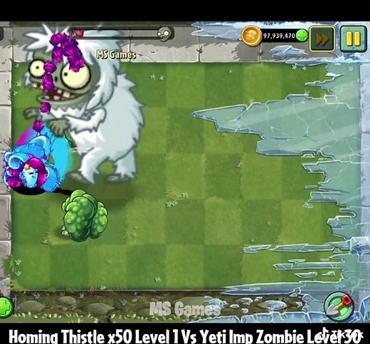 PvZ 2: Homing Thistle x50 vs Yeti Imp Zombie Level 30