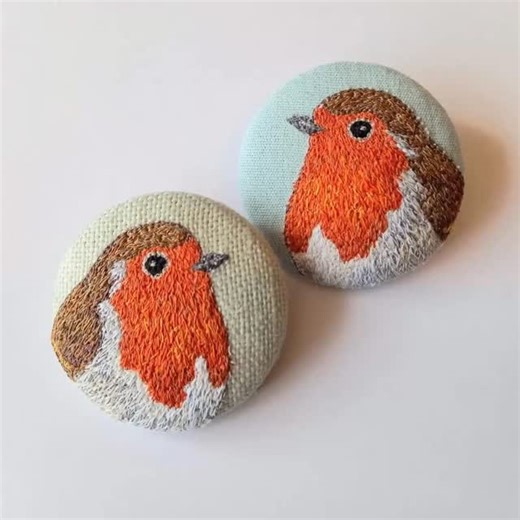 Beautiful hand embroidered buttons by Agnes & Cora. The most exquisite details in miniature form #rupertshouse #handmade #gifts #handmadegifts #embroidery | Ruperts House