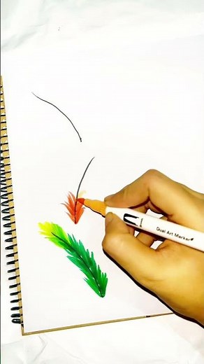 Colorful Feather Art 🪶✨ Step by Step Easy Coloring!”