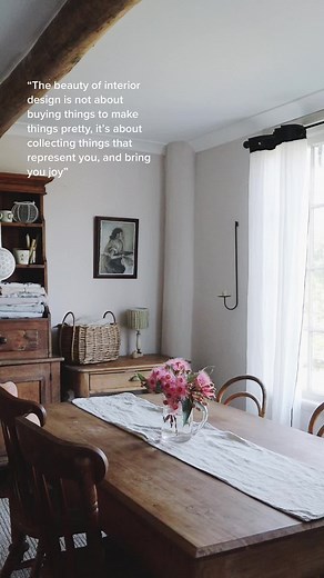 I loved this quote; I’m finding the process of slowly collecting pieces I love is making a much cosier home than I probably would have if I’d had the money to decorate every room all at once 🤍 #homedecor #homestyling #countrykitchen #farmhousestyle #cottageliving #cozyathome #simpleliving