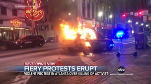 At least six people arrested -most from out of town-amid fiery protests erupting in downtown Atlanta Saturday. Elwyn Lopez reports a night of chaos days after the killing of an environmental activist by police, during protests over plans for a new law enforcement training facility. https://trib.al/xkcdCqw | ABC World News Tonight with David Muir