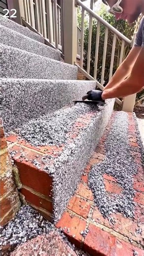 Pebble mix spread, stairs resurfaced with lasting strength