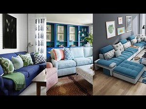 Blue Sofa Design Ideas. Living Room with Blue Sofa.