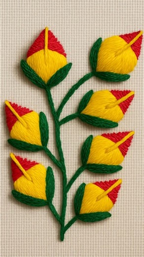 Embroidered Floral Bud Design | Hand Embroidery | Hand Flower Embroidery Design | #shorts